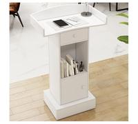 NQNFWCRJ Comptoir de Réception Multifonctionnel Pupitre de Salle de Classe Bureau D'information Doté d'un Plan de Travail Agrandi avec Dosseret Incurvé Tiroirs Scellés Et Base Surélevée(White)