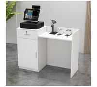 NQNFWCRJ Comptoir de Réception Rectangulaire Caisse de Magasin de Vêtements de Supermarché Équipée de Tiroirs à Clé Et d'un Design de Passage de Fils Nécessite Un Assemblage(White 1)