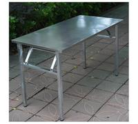 NQNFWCRJ Établi Portable en Acier Inoxydable Épais Table à Manger Pliante à Double Ressort pour Usage Domestique Pieds Réglables Et Plateau Gaufré Aucun Assemblage Requis