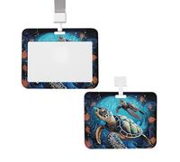 NQSVHCBP Porte-badge étanche avec motif tortue de mer bohème pour homme et femme avec cordon tour de cou amovible, housse de protection pour le travail, le bureau, l'infirmière, l'enseignant, cadeau