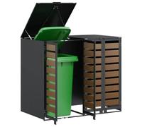 Nqyjm Abri Poubelle Jardin Rangement de Poubelle à roulettes pour 3 Poubelles Anthracite, Coffre de Rangement avec Couvercle et Portes Extérieur pour Poubelles, Cour, Terrasse LH1A
