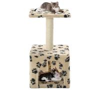 Nqyjm Arbre à chat en sisal - 55 cm - Beige - Imprimé pattes - Meuble pour chat de petite et grande taille