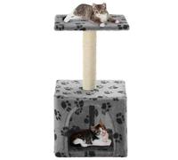 Nqyjm Arbre à chat en sisal 55 cm gris imprimé pattes meubles pour petits et grands chats