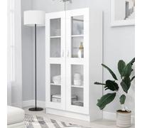 Nqyjm Armoire à Vitrine avec 4 Compartiments et 2 Portes Blanc | Meuble de Rangement, Buffet de Cuisine, Placard Latérale de Salle à Manger pour Salon, Chambre Bois d'ingénierie
