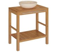 Nqyjm Armoire de Toilette en Teck Solide avec lavabo en marbre Crème L8162