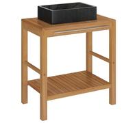 Nqyjm Armoire de Toilette en Teck Solide avec lavabo en marbre Noir L8159