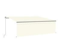 Nqyjm Auvent manuel rétractable avec volet couleur crème 4 x 3 m Auvent manuel pour balcon, fenêtre et porte de toit pliable résistant aux rayons UV