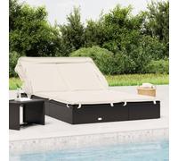 Nqyjm Bain de Soleil avec Deux Côtés Réglable, Transat 2 Places avec Toit Pliable Noir 213x118x97 cm Chaise Longue d'extérieur, Transat de Plage pour Jardin, Terrasse Model 1