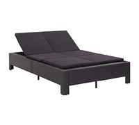 Nqyjm Bain de Soleil avec Deux Côtés Réglable, Transat à 2 Places avec Coussin Noir Résine tressée Chaise Longue d'extérieur, Transat de Plage Relax pour Jardin, Terrasse, Balcon Model 2