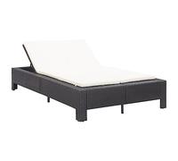 Nqyjm Bain de Soleil avec Deux Côtés Réglable, Transat à 2 Places avec Coussin Noir Résine tressée Chaise Longue d'extérieur, Transat de Plage pour Jardin, Terrasse, Balcon Model 1