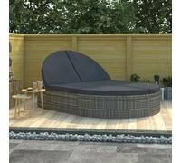 Nqyjm Bain de Soleil avec Deux Côtés Réglables en 5 Positions, Chaise Longue à 2 Places avec Coussins Résine tressée Gris Transat de Plage Relax d'extérieur pour Jardin, Terrasse, Balcon