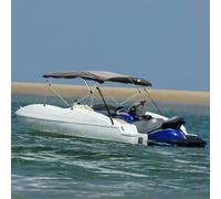 Nqyjm Bimini Top de protection de bateau - 4 arcs - Haut bimini avec côtés en maille - 243 x (230-244) x 137 cm
