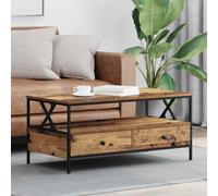 Nqyjm Bout de Canapé avec 2 Tiroirs et Étagère Table Basse Bois Ancien 100 x 51 x 45 cm Bois d'ingénierie, Table de Salon Idéale pour Bureau, Petits Espaces