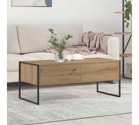 Nqyjm Bout de Canapé avec 2 Tiroirs Table Basse Chêne Artisan 100 x 46 x 40 cm Bois d'ingénierie, Table de Salon Idéale pour Bureau, Petits Espaces