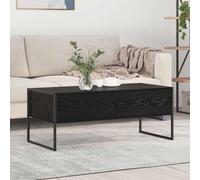 Nqyjm Bout de Canapé avec 2 Tiroirs Table Basse Chêne Noir 100 x 46 x 40 cm Bois d'ingénierie, Table de Salon Idéale pour Bureau, Petits Espaces