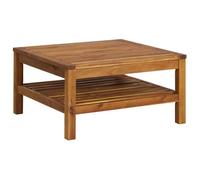 Nqyjm Bout de Canapé avec Étagère Table Basse 65x65x35 cm Bois d'acacia Solide, Table d'appoint pour Balcon, Jardin, Piscine