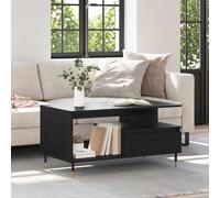 Nqyjm Bout de Canapé avec Étagères et Tiroir Table Basse Chêne Noir 90 x 49 x 45 cm Bois d'ingénierie, Table de Salon Idéale pour Bureau, Petits Espaces882707