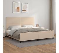 Nqyjm Cadre de lit avec tête de lit - Marron cappuccino - 200 x 200 cm - En cuir synthétique - Avec tête de lit de style scandinave - Convient pour simple, double et chambre d'amis - Modèle simple