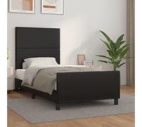 Nqyjm Cadre de lit avec tête de lit - Noir - 100 x 200 cm - En cuir synthétique - Avec tête de lit de style scandinave - Convient pour simple, double et chambre d'amis - Modèle simple