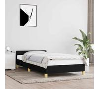 Nqyjm Cadre de lit avec tête de lit sans matelas - Noir - 90 x 200 cm - Cadre de lit en tissu avec tête de lit en tissu de style scandinave - Convient pour simple, double et chambre d'amis