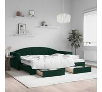 Nqyjm Canapé-lit extensible avec tiroirs - 90 x 200 cm - En velours - Pour famille, invités, adolescent, lit simple pour chambre à coucher, salon - Avec tiroir et tiroir - Vert foncé