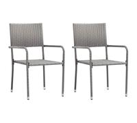Nqyjm Chaise de Repas pour Jardin Extérieur, Chaise à dîner de Jardin empilable Lot de 2 Gris résine tressée Fauteuil pour Terrasse, Piscine et Balcon LH2A