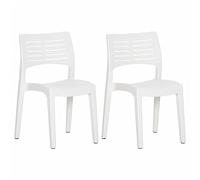 Nqyjm Chaise d'extérieur, Chaises de Jardin Lot de 2 Blanc Polypropylène pour Jardin, Plage, Balcon, Terrasse, Camping