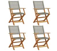 Nqyjm Chaise d'extérieur, Chaises de Jardin Pliantes Lot de 4 Gris Poly rotin Bois Massif pour Jardin, Plage, Balcon, Terrasse, Camping Model 1