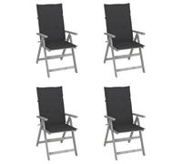 Nqyjm Chaise d'extérieur Dossier inclinable Réglable Chaises inclinables de Jardin Lot de 4 et Coussins Bois Acacia pour Jardin, Plage, Balcon, Terrasse, Camping Model 1