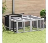 Nqyjm Clapier en pin massif Gris 144 x 123 x 67,5 cm