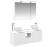 Nqyjm Ensemble d'armoire de Salle de Bain 4 pc Blanc L3406335 | Tiroir, Étagère et Porte, Meuble Toilette Rangement pour Salon, WC Invités, Buanderie, Chambre