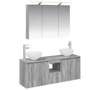 Nqyjm Ensemble d'armoire de Salle de Bain 4 pc Sonoma Gris L3406340 | Tiroir, Étagère et Porte, Meuble Toilette Rangement pour Salon, WC Invités, Buanderie, Chambre