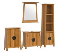 Nqyjm Ensemble de Meubles de Salle de Bain 4 pièce Bois de pin Massif