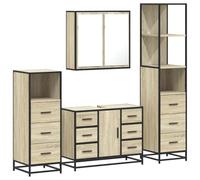 Nqyjm Ensemble de Meubles de Salle de Bain 4 pièce chêne Sonoma L3301261