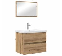 Nqyjm Ensemble de Mobilier de Salle de Bain 3 pc Chêne Artisanal L3393506 | Tiroir, Meuble Toilette Rangement Armoire pour Salon, WC Invités, Buanderie, Chambre