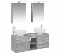 Nqyjm Ensemble de Mobilier de Salle de Bain 5 pc Sonoma Gris L3406956