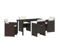 Nqyjm Ensemble de salon de jardin avec coussin 5 pièces, ensemble de sièges en poly rotin Braun avec 4 chaises pour 4 personnes, mobilier de balcon pour terrasse, jardin LH2