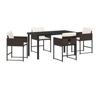 Nqyjm Ensemble de salon de jardin avec coussin 5 pièces, ensemble de sièges en poly rotin Braun avec 4 chaises pour 4 personnes, mobilier de balcon pour terrasse, jardin LH3
