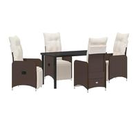 Nqyjm Ensemble de salon de jardin avec coussin 5 pièces, ensemble de sièges en poly rotin Braun avec 4 chaises pour 4 personnes, mobilier de balcon pour terrasse, jardin et balcon LH1