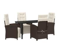 Nqyjm Ensemble de salon de jardin avec coussin 5 pièces, ensemble de sièges en poly rotin Braun avec 4 chaises pour 4 personnes, mobilier de balcon pour terrasse, jardin et balcon LH5