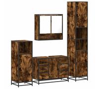 Nqyjm Ensemble Meubles Salle de Bain 4 pièce chêne fumé L32