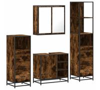 Nqyjm Ensemble Meubles Salle de Bain 4 pièce chêne fumé L67