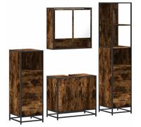 Nqyjm Ensemble Meubles Salle de Bain 4 pièce chêne fumé L77