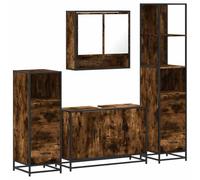 Nqyjm Ensemble Meubles Salle de Bain 4 pièce chêne fumé L82