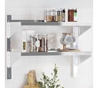 Nqyjm Étagère flottante décorative avec 2 étagères 75 x 30 x 60 cm en acier inoxydable argenté Étagère murale pour CD DVD bibliothèque pour cadre photo, couloir, salon, cuisine, bureau