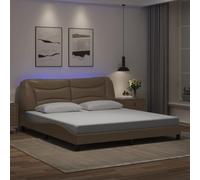 Nqyjm Hvar Cadre de lit avec LED sans matelas Marron cappuccino 180 x 200 cm Cadre de lit ondulé de style scandinave Convient pour simple, double et chambre d'amis