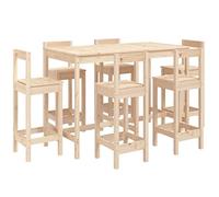 Nqyjm L315H760 L315H760 Ensemble de table et tabourets hauts de jardin 7 pièces Bois massif Pin Bar Extérieur Jardin Table Chaise pour Patio, Terrasse, Balcon, Bar Bistro Meubles