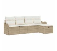 Nqyjm L336H292 L336H292 Ensemble de canapé de jardin avec coussin 5 pièces Beige polyrotin résistant aux intempéries Couleur des coussins Crème