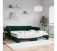 Nqyjm Lit de jour extensible avec matelas - Vert foncé - 100 x 200 cm - En velours - Pour famille, adolescent, invité - Lit simple pour chambre à coucher, salon - Avec tiroir de lit et matelas