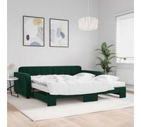 Nqyjm Lit de jour, extensible, avec matelas, vert foncé, 100 x 200 cm, en velours, pour famille, invités, adolescent, lit simple pour chambre à coucher, salon, avec tiroir de lit et matelas